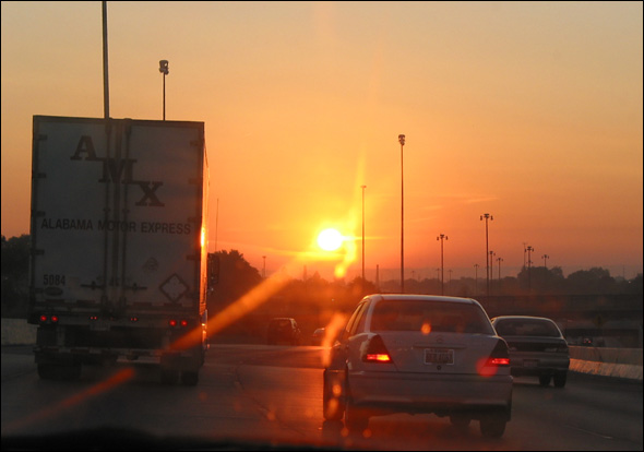 Sunrise on a highway